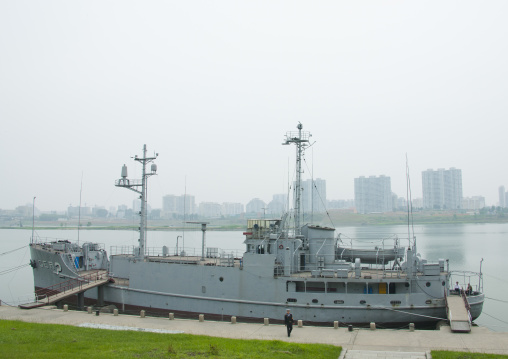 Uss Pueblo american spy ship at dockside, Pyongan Province, Pyongyang, North Korea