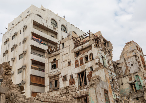 Restoration of an old house with wooden mashrabiyas in al-Balad quarter, Mecca province, Jeddah, Saudi Arabia