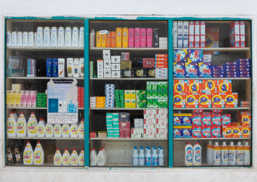 Hygiene products for sale in a shop, Jizan Province, Jizan, Saudi Arabia