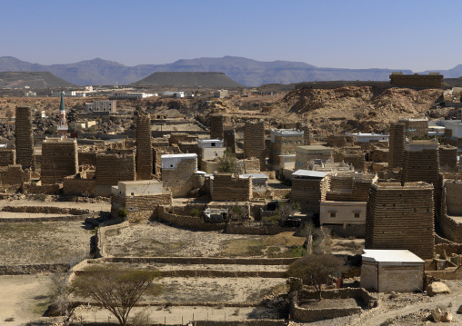 Traditional clay and silt homes in a village, Asir province, Ahad Rufaidah, Saudi Arabia