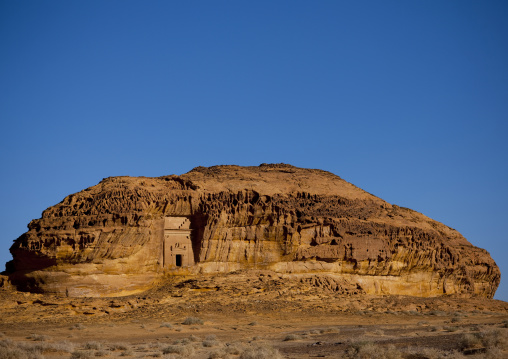 Nabataean tomb in al-Hijr archaeological site in Madain Saleh, Al Madinah Province, Alula, Saudi Arabia