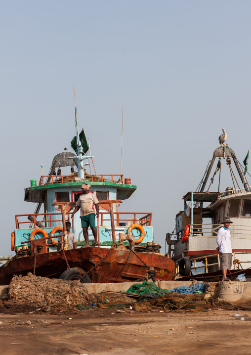 Fishermen boats on the harbor, Jizan Region, Jizan, Saudi Arabia