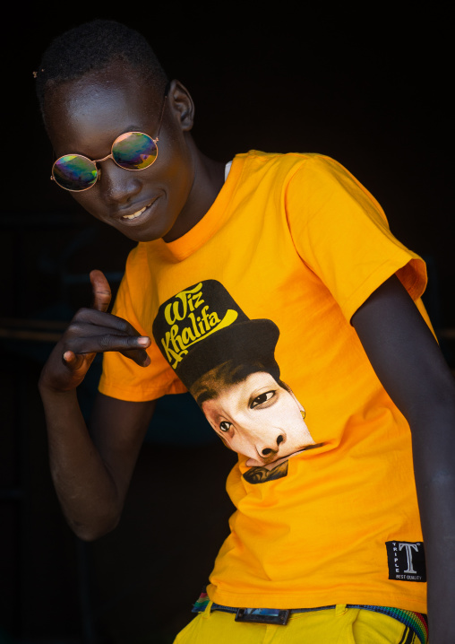 Mundari tribe student dressed in a western way, Central Equatoria, Terekeka, South Sudan