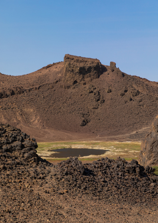 Atrun crater where nomads come to collect salt, Bayuda desert, Atrun, Sudan