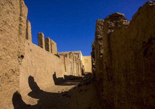 Sudan, River Nile, Al-Khandaq, abandonned mud brick house al-khandaq